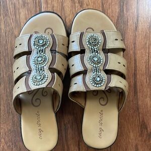 Easy Street Women's Beige Embellished Sandals